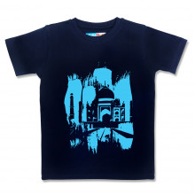 Men Round Neck Blue T-Shirt- Taj Mahal